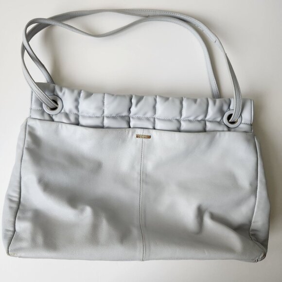 Vince Camuto Jass Quilted Puffy Large Shoulder Bag Tote Gray Faux Leather Soft - Picture 5 of 13